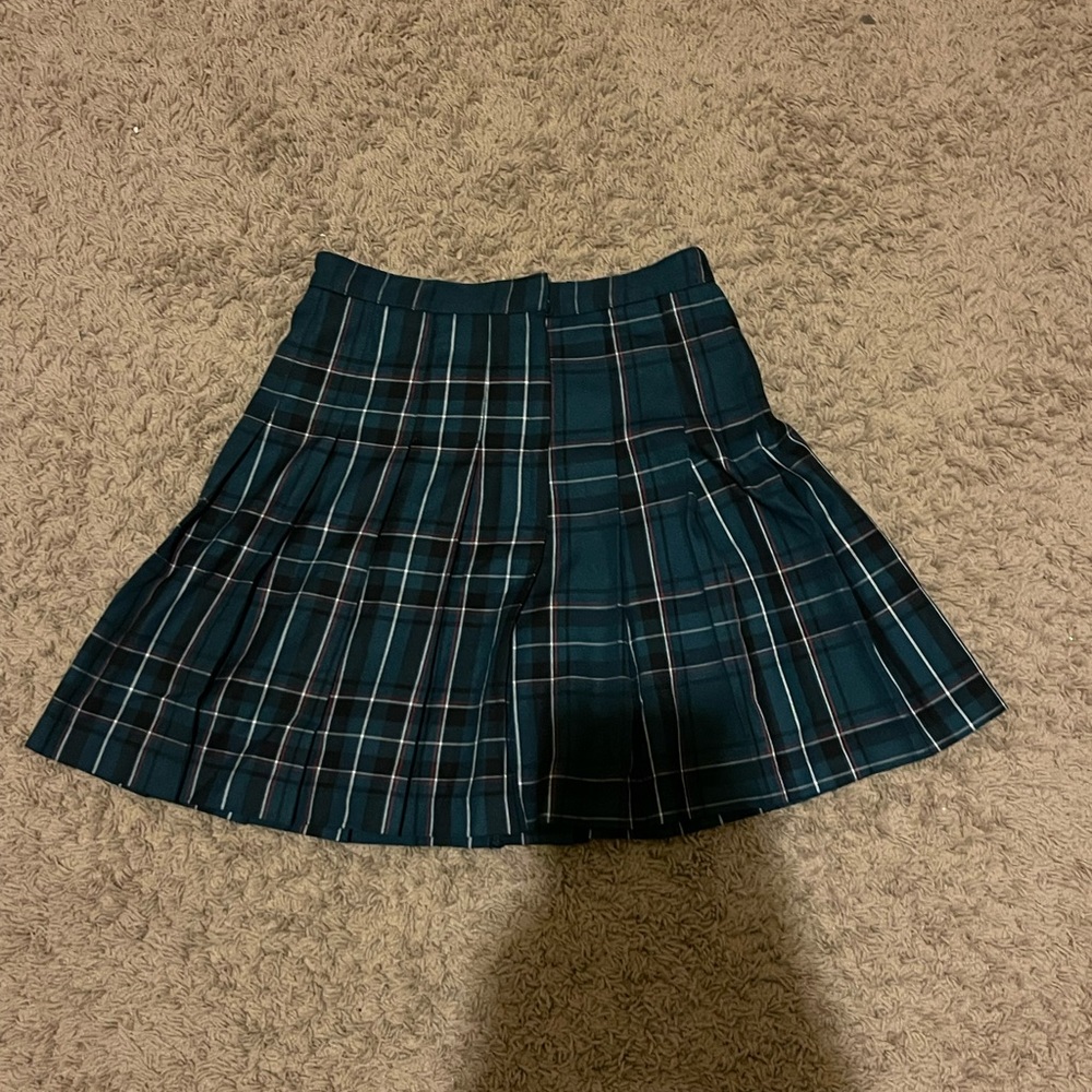 H&M Green Mini Skater Skirt with Pleats